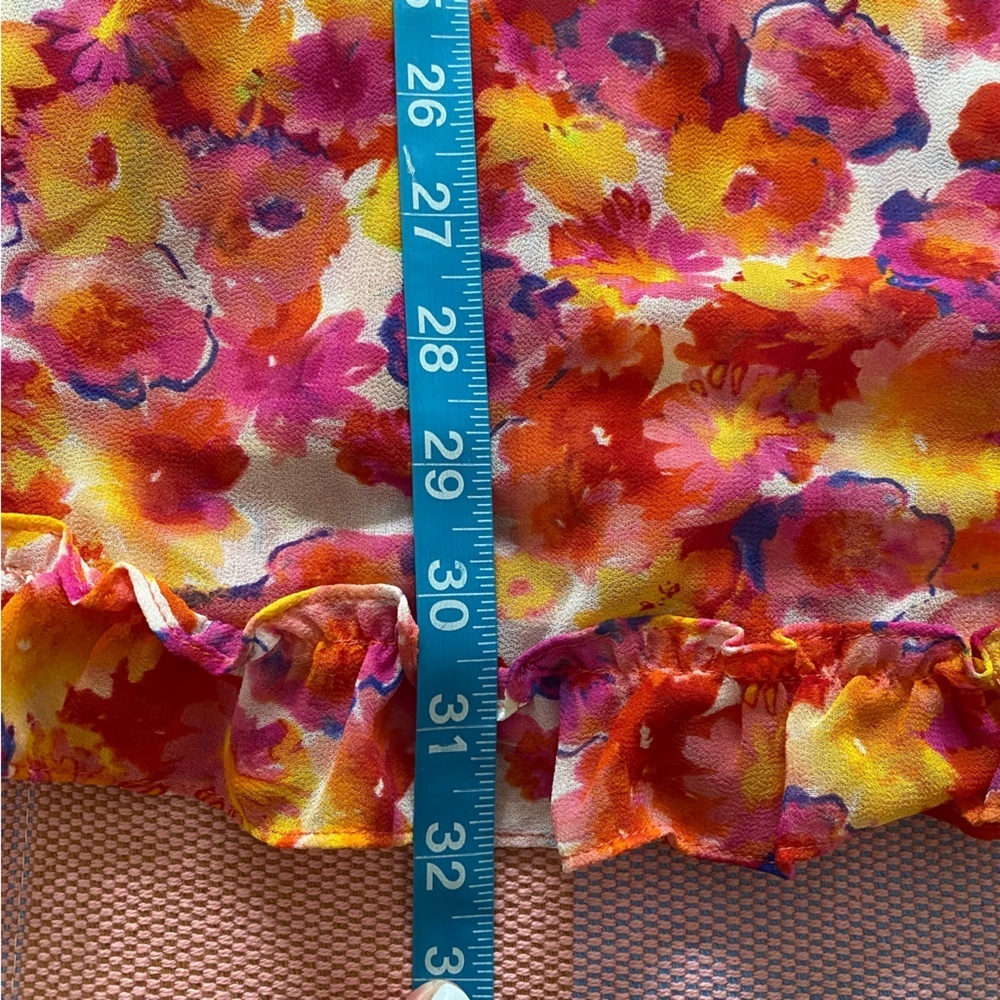 Misa Pink Orange Yellow Floral Chiffon Dress Romper XS - Picture 16 of 16